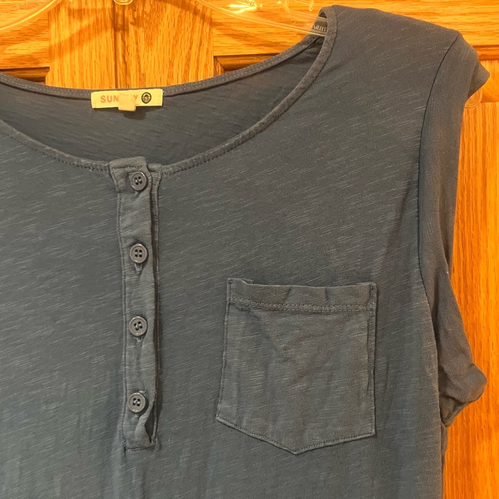 Anthropologie x Sundry Button Front Sleeveless Knit Jumpsuit Blue Size 1 Small - Picture 3 of 6